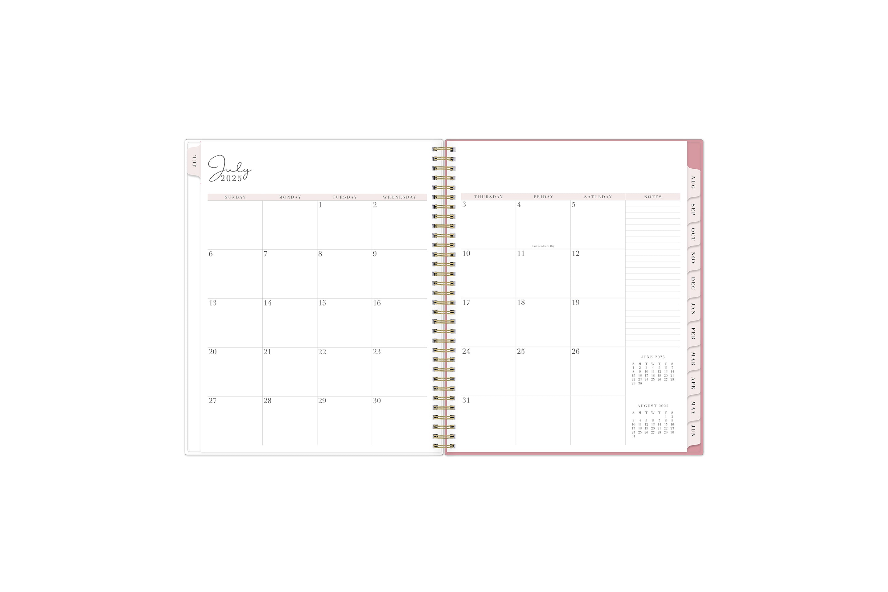 2025-2026 weekly academic planner featuring a monthly spread with blank writing space, to do&