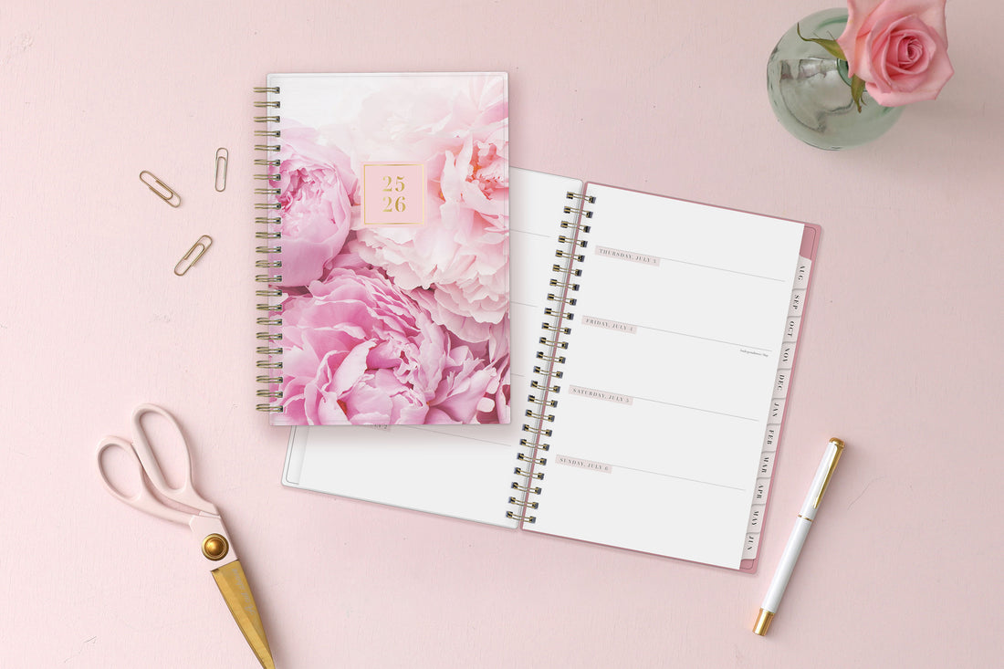 Peony 2025-2026 Weekly Monthly 5x8 Rach Parcell for Blue Sky Planning Calendar