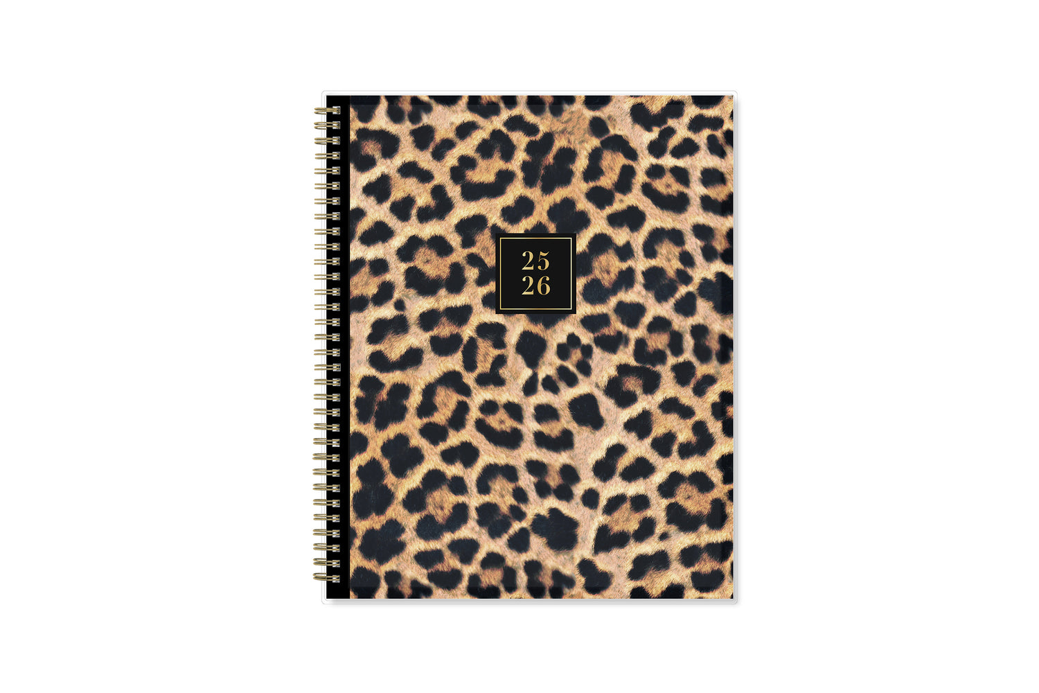 leopard print front cover on this 2025-2026 academic planner 8.5x11