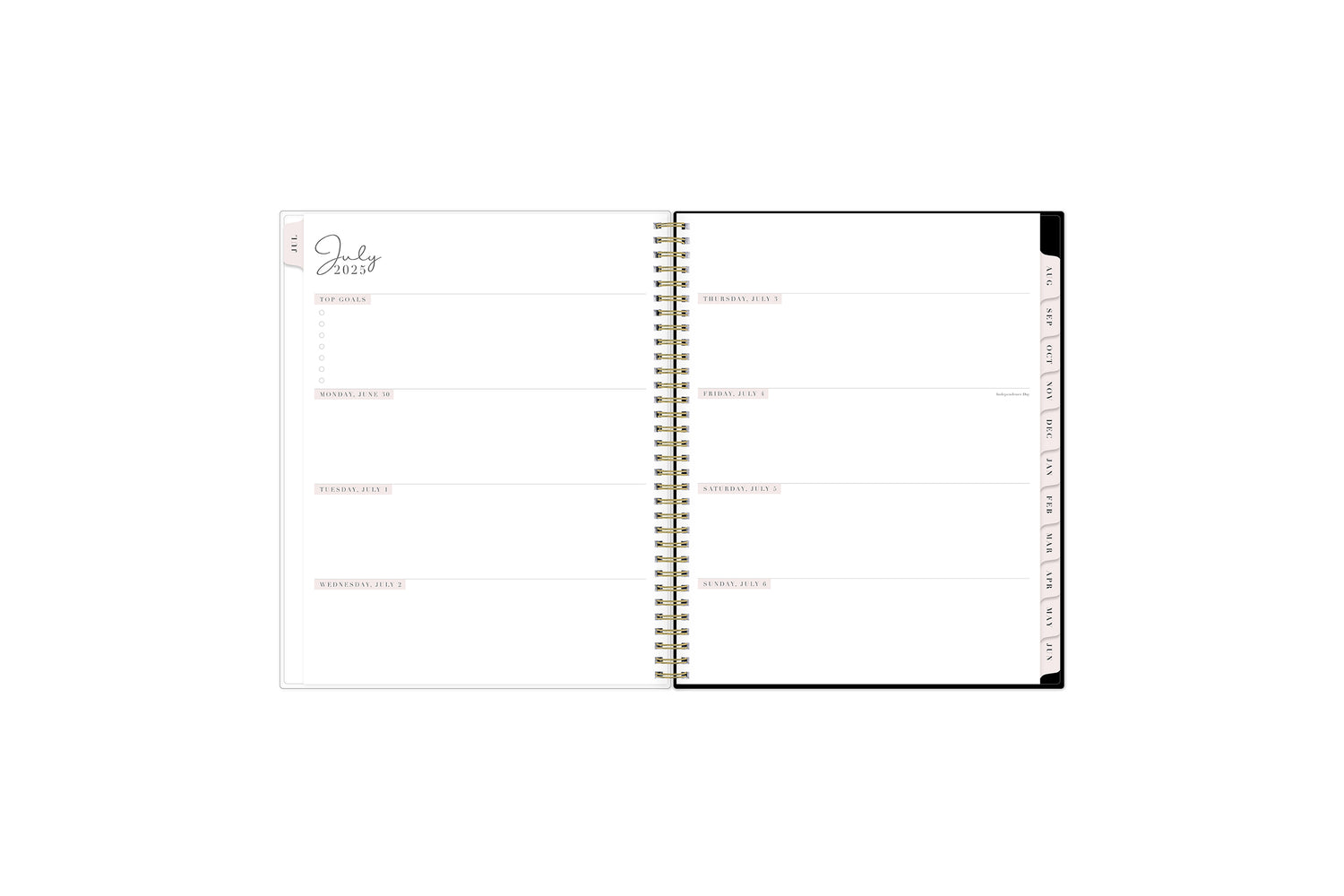 2025-2026 weekly academic planner featuring a weekly spread with blank writing space, to do&