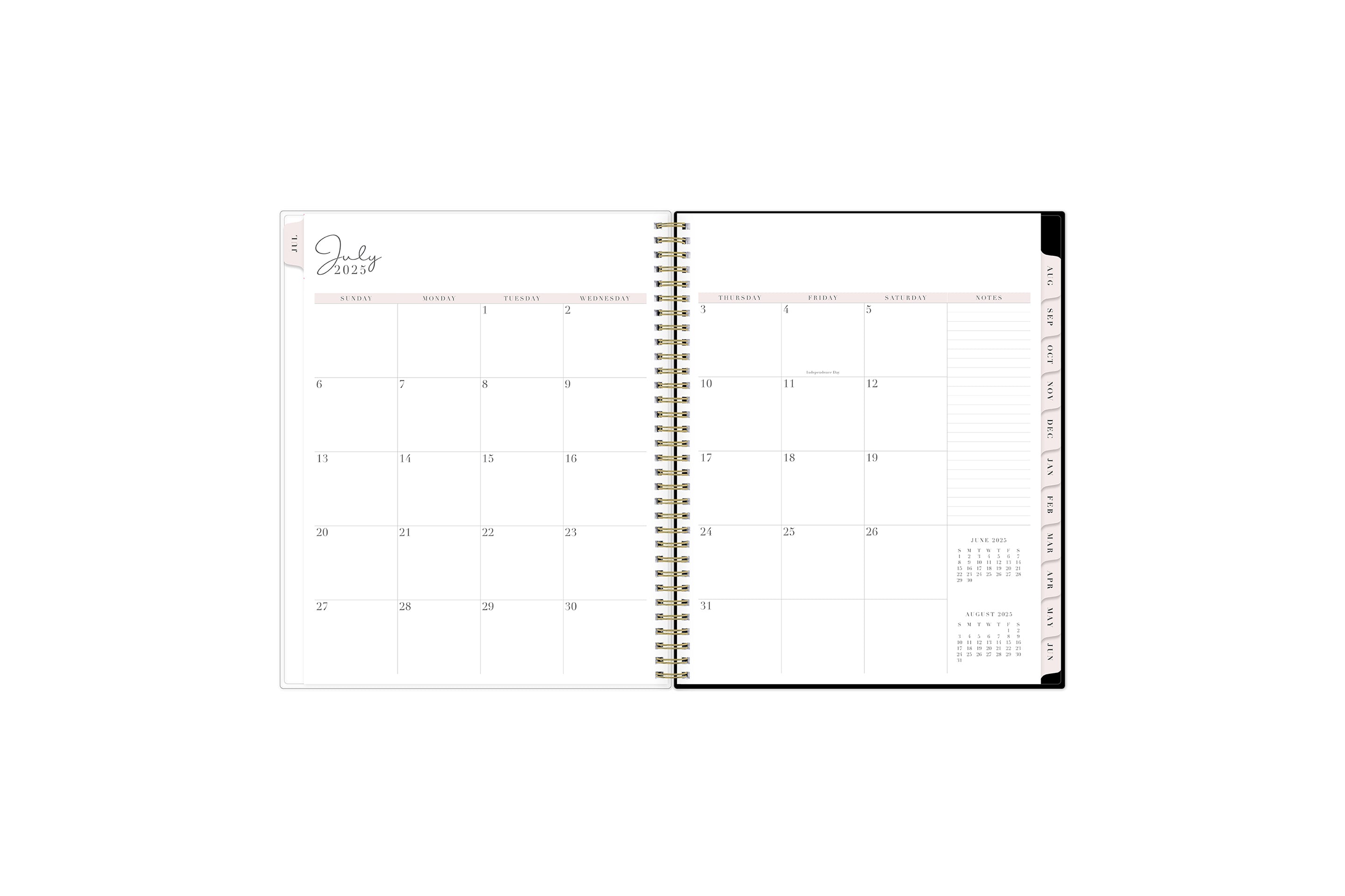 2025-2026 weekly academic planner featuring a monthly spread with blank writing space, to do&