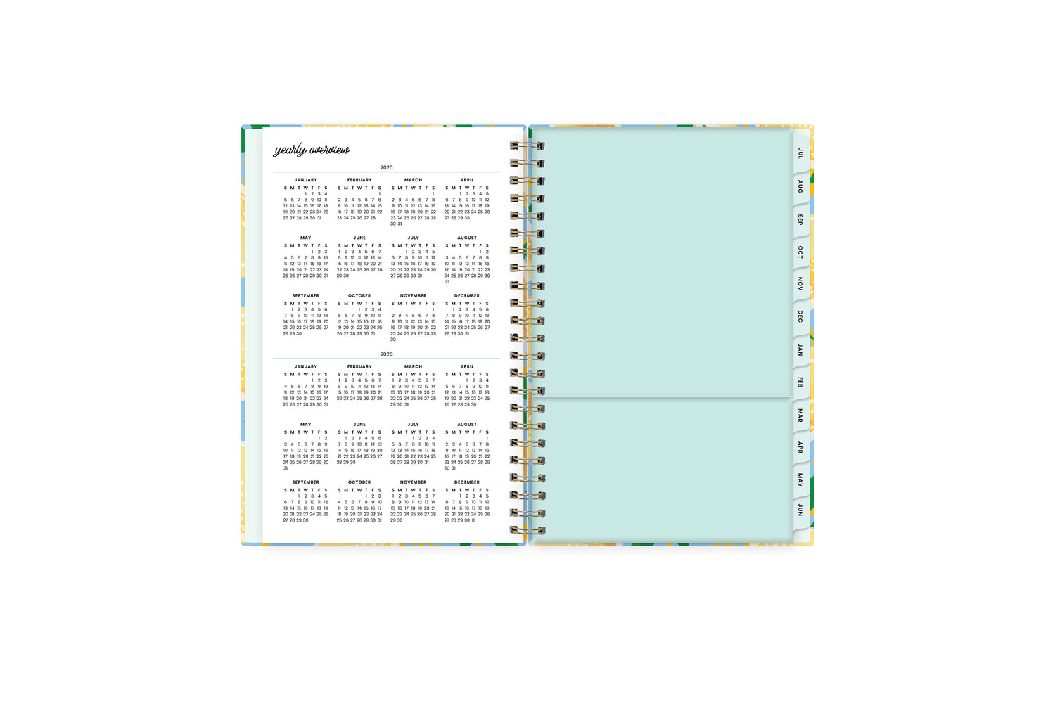 2025-2026 yearly overview and storage pocket