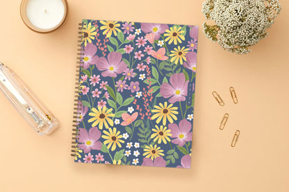 floral front cover for the 2025-2026 weekly monthly academic planner 8.5x11 size