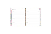 the 2025-2026 weekly monthly planner by blue sky features a weekly spread with ample dotted lined writing space, lined notes section, reference calendar, and white monthly tabs