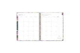 the 2025-2026 weekly monthly planner by blue sky features a monthly spread with ample blank white writing space, lined notes section, reference calendar, and white monthly tabs