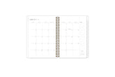 2025-2026 planner featuring a weekly spread with dotted lined/blank writing space, and monthly white tabs
