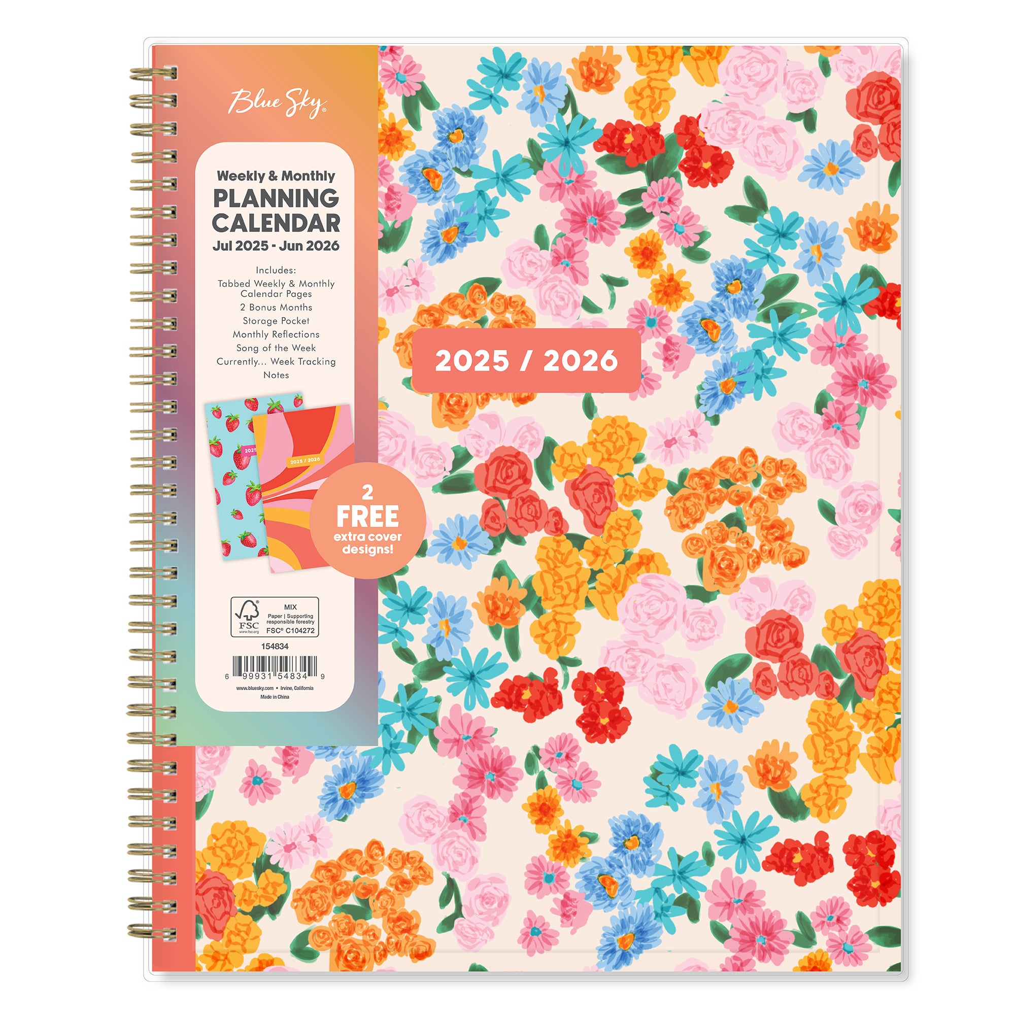 Gladys 2025-2026 Weekly Monthly 8.5x11 Planning Calendar - Interchangeable Cover