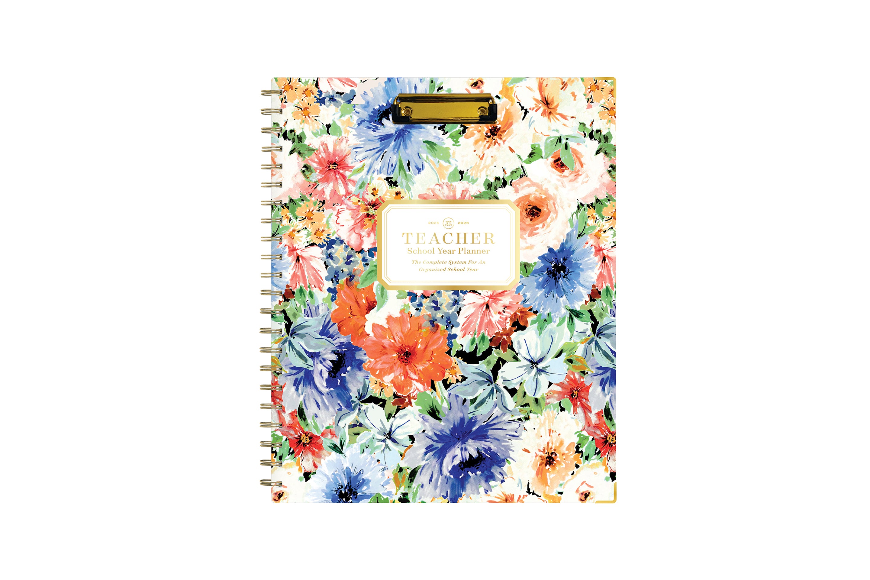 beautiful floral teacher planner with clipfolio for 2025-2026