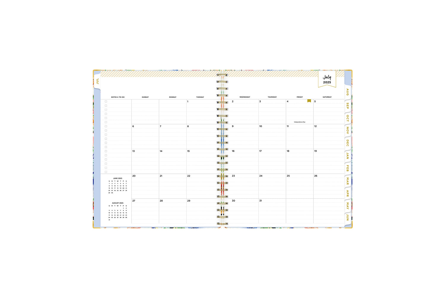 teacher lesson planner 2025-2026 day designer monthly spread featuring lined writing space, reference calendars, and to do lists