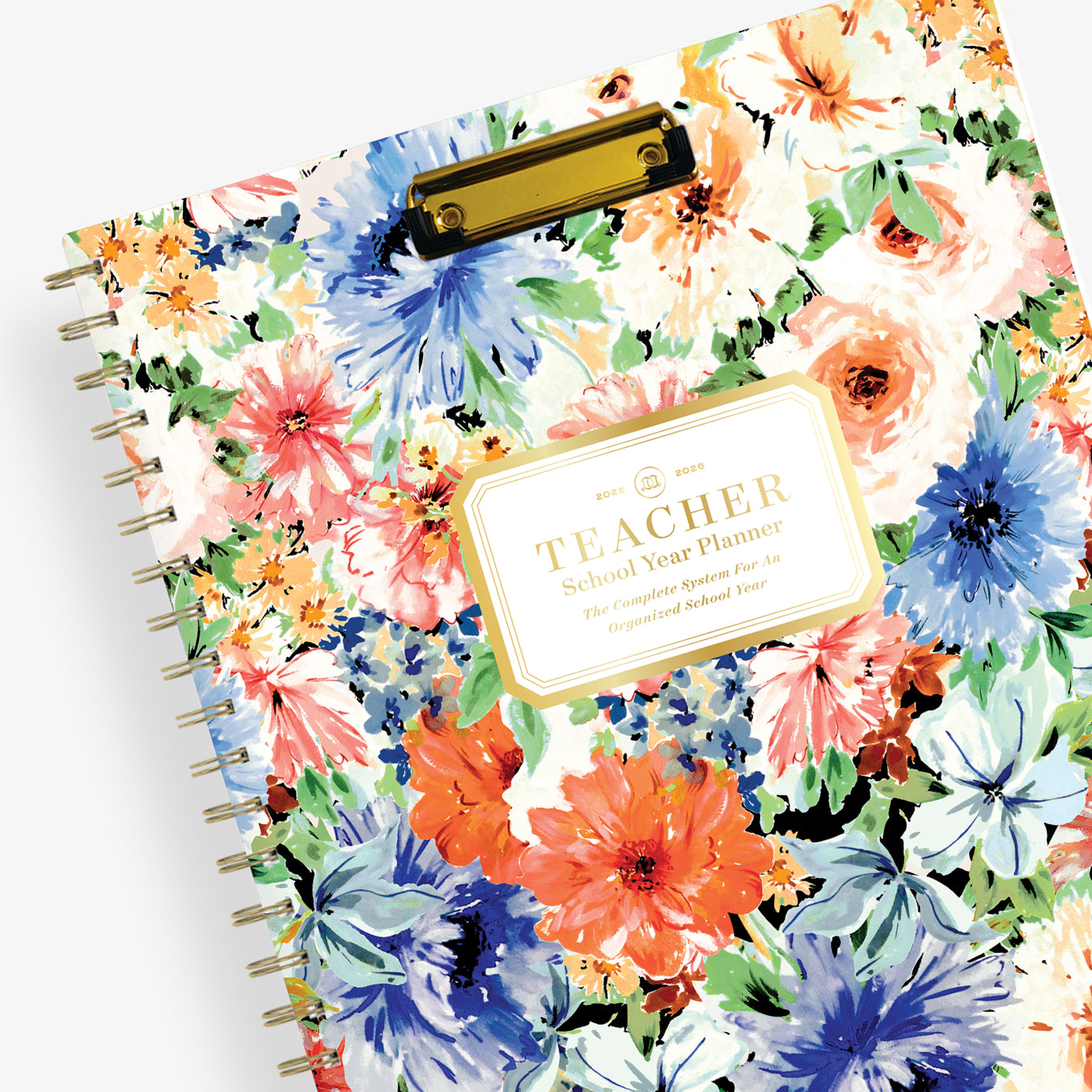 beautiful floral teacher planner with clipfolio for 2025-2026