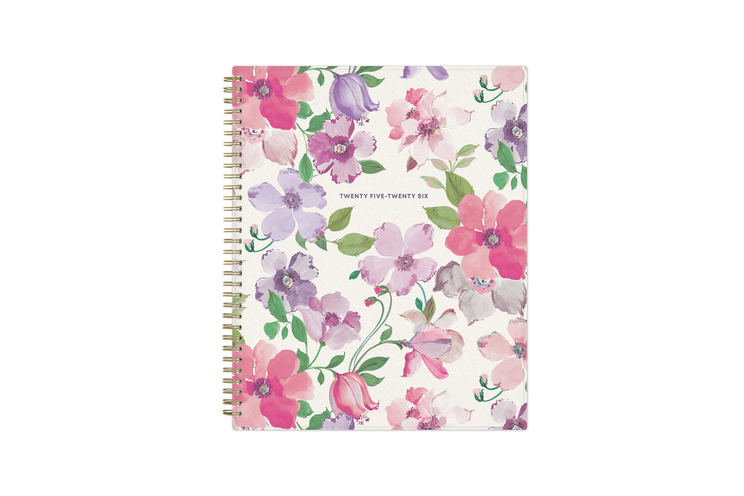 2025-2026 academic weekly monthly planner. Floral front cover with beige background.