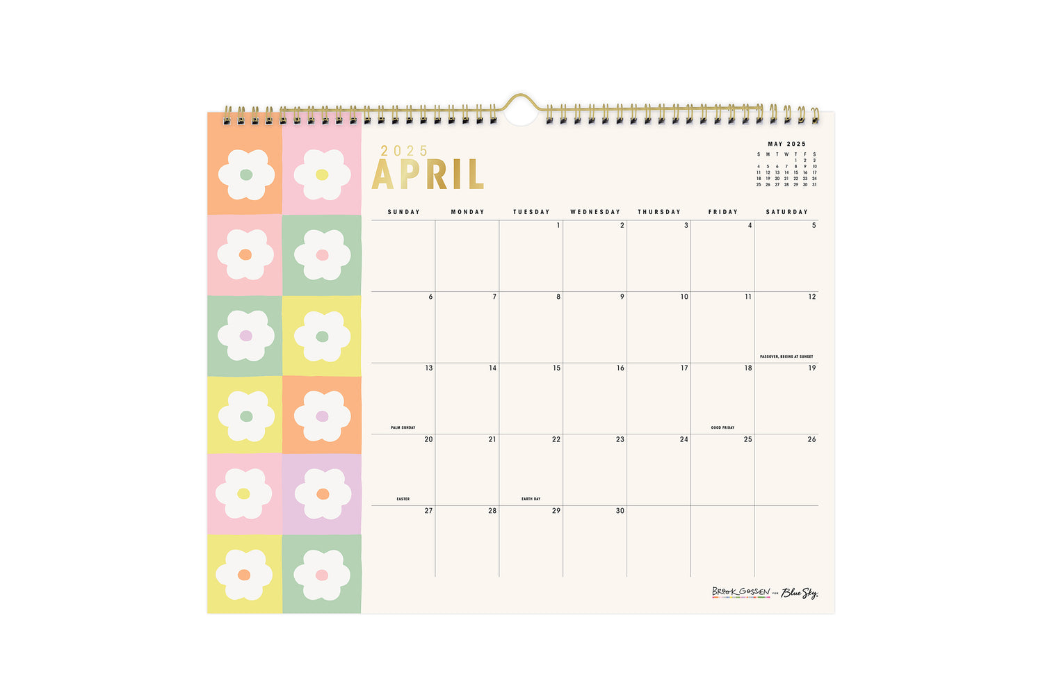 fun and playful daisy pattern on this 15x12 monthly academic calendar