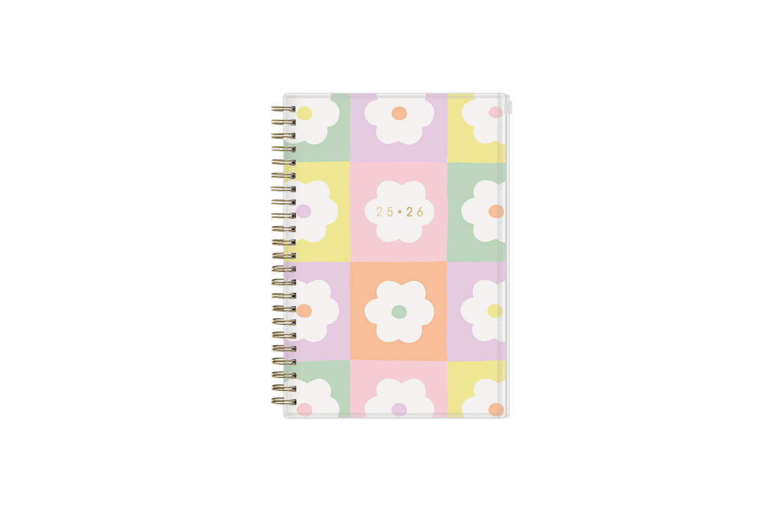 2025-2026 weekly monthly planner featuring daisys and back front cover. 5x8