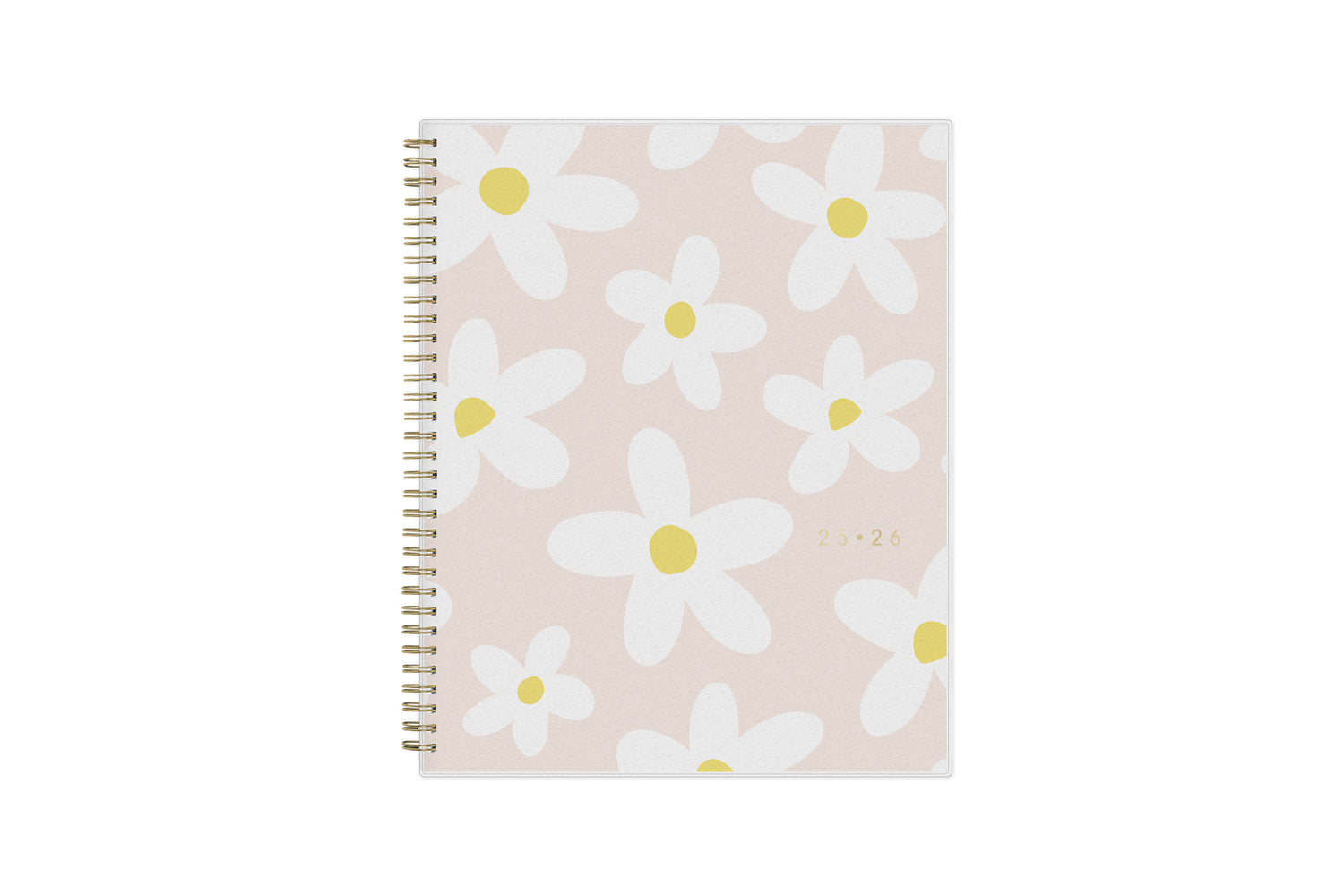 2025-2026 weekly monthly planner featuring a daisy and pink front cover.