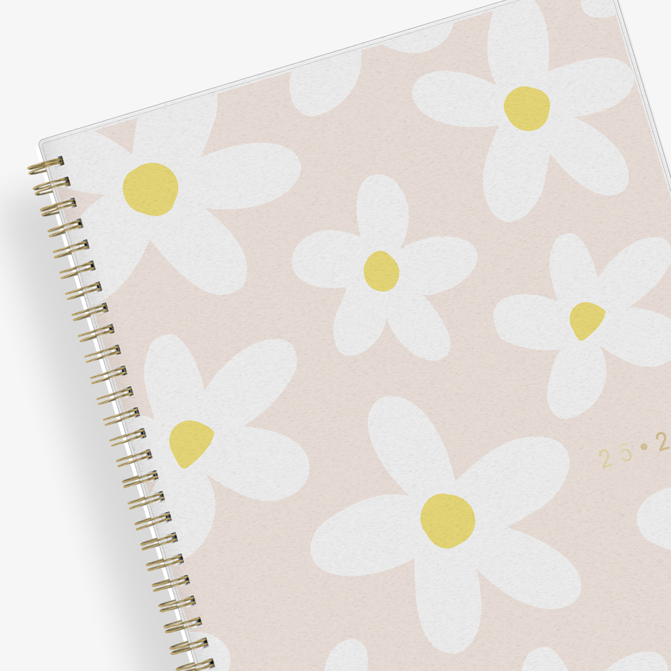 2025-2026 weekly monthly planner featuring a daisy and pink front cover.