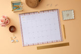 simple and functional 15x12 monthly calendar with roses bordering the whole calendar 2025-2026