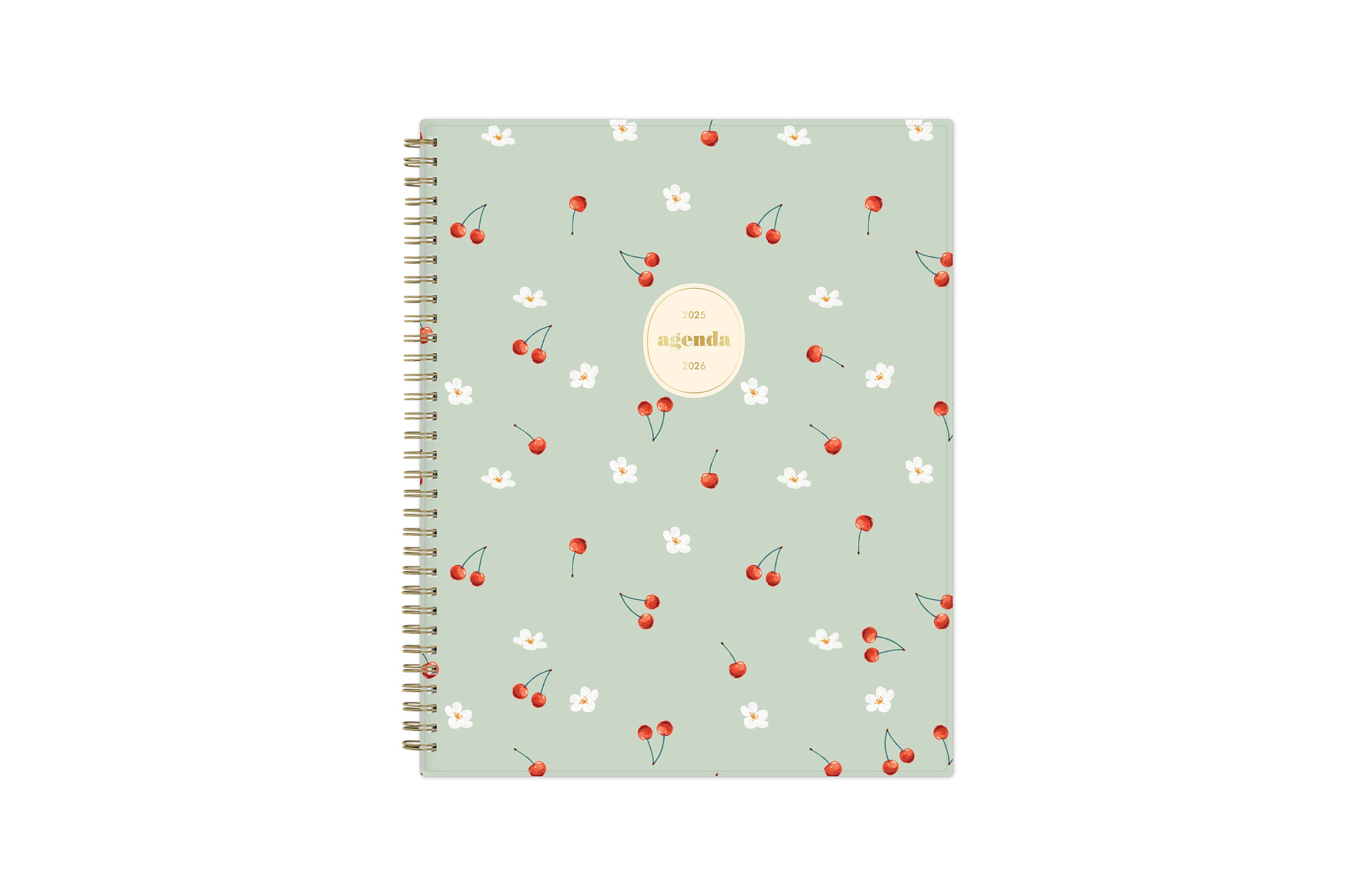 cute white daises and cherries front cover 8.5x11 planner size 2025-2026