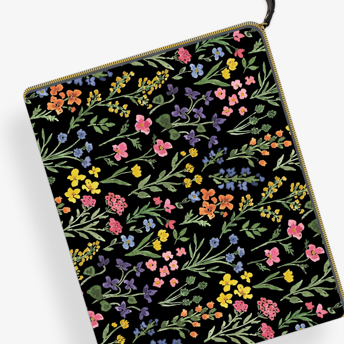 Flower Field Black 11x7.5 Accessory Pouch by Day Designer for Blue Sky